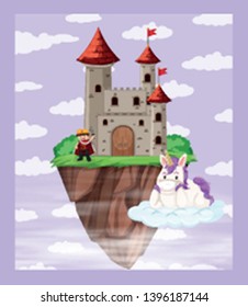 King at the castle scene illustration