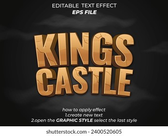 efecto de texto de castillo king, modificable de tipos de letra, tipografía, texto 3d para juegos. plantilla de vector