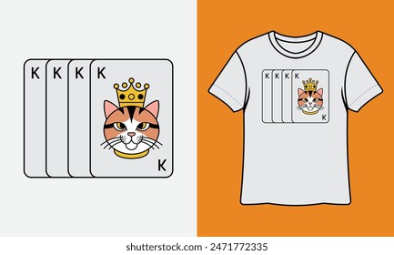 King Cat Card Poker T Shirt Design With Mockup