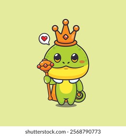 King chameleon cartoon vector illustration. Vector cartoon Illustration suitable for poster, brochure, web, mascot, sticker, logo and icon.