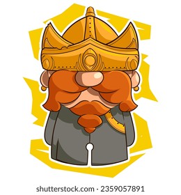 King character with golden crown. Modern cartoon style.