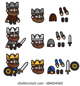The King character is ready for animation. Character for mobile applications and game design.