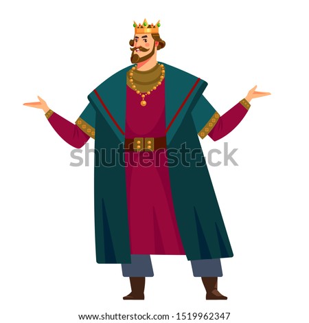 King character. Tall, wise, handsome, elegant, sophisticated king. cartoon vector illustration isolated in white background.