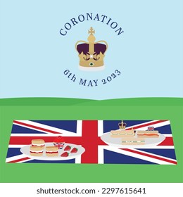 King Charles Coronation picnic vector illustration 