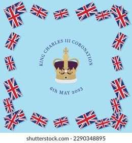 King Charles III Coronation vector illustration on a square background