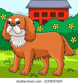Ilustración de color del perro Rey Charles Spaniel