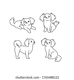 King Charles Spaniel icon set. Different type of dog. Vector illustration for prints, clothing, packaging, stickers.