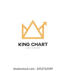 Gráfico de King con gráfico de flecha estadística Diagrama de marketing Logotipo de beneficio financiero Diseño de Plantilla Vector de estilo plano