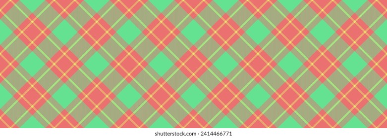 King check fabric vector, vibrant tartan textile plaid. Identity background seamless texture pattern in red and green color.