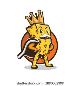 king cheese character logo, mascot logo. vector illustration background svg