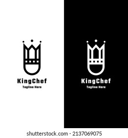 king chef logo. crown head icon illustration concept. modern minimalist logo.