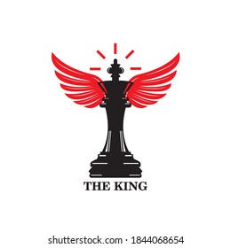 king chess in black color logo, rad elegant wing, vector illustrations