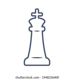 King chess figure vector icon. Outlined minimalistic icon of king isolated on white. Strategy, war, boards game, mind sport, competition concepts.