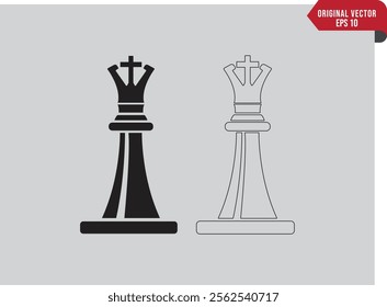 The king chess game pieces two options vector illustration black and white element