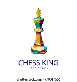 King Of Chess Logo. Chess Icon Logo. Colorfully Logo