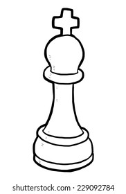 the King chess piece / cartoon vector and illustration, black and white, hand drawn, sketch style, isolated on white background.