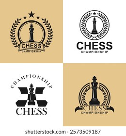 King Chess Piece Logo Vector Design Illustrations