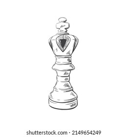  King chess piece in the sketch style. Vector hand-drawn illustration.
