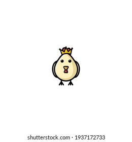 King Chicken Cartoon Character Vector Illustration Design. Cute, Funny, FUn, Outline, And Happy Style. Recomended For Children Design, Chicken Shop Mascot, And Other.