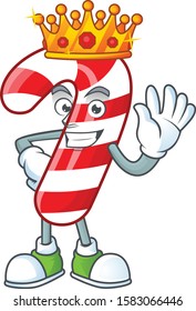 King of christmas candy cane on cartoon mascot style design