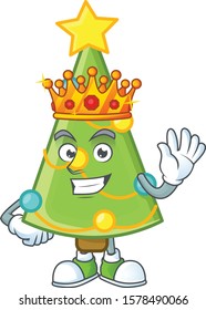 King of christmas tree decoration on cartoon mascot style design