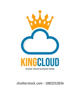 King cloud vector logo template. This design use hosting and crown symbol. Suitable for technology.