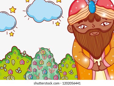 king with clouds and trees flowers plant