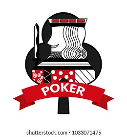 king of club card poker ribbon symbol