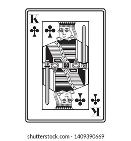 king of clubs card icon cartoon black and white vector illustration graphic design