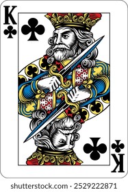 King of Clubs design from a new original deck of playing cards. 