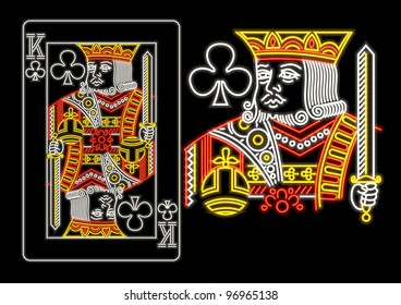 King of Clubs in neon