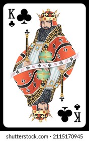 King of Clubs playing card - Colorful original design.