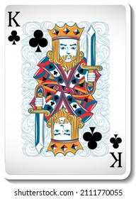 Tarjeta de juego King of Clubs Isolación ilustración