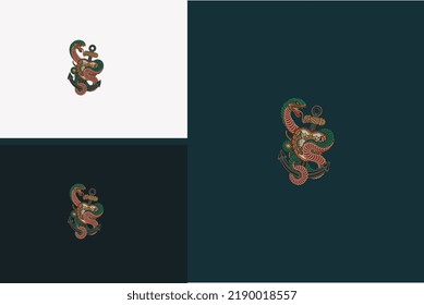 king cobra and anchor vector illustration design