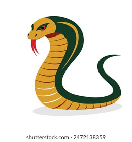 King cobra animal flat vector illustration on white background.