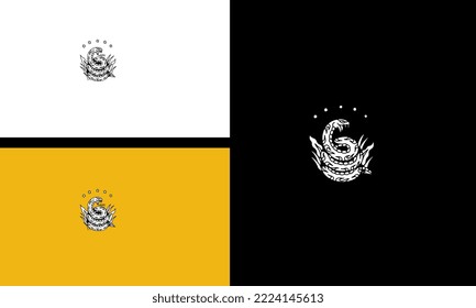 king cobra with bone vector outline design