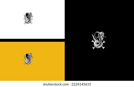 king cobra with bone vector outline design