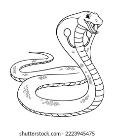 King Cobra Cartoon Animal Illustration BW