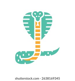 King cobra color flat icon for digital and print projects. Asian animals. Minimal clean icons for apps and websites. Modern simple icons for UI UX and branding