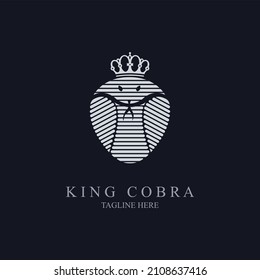 king cobra crown logo line style template design for brand or company and other