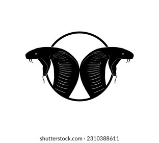 King Cobra Double Head Silhouette auf dem Circle für Logo-Typ. Vektorgrafik