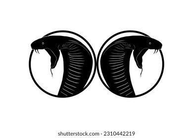 King Cobra Double Head Silhouette auf dem Circle für Logo-Typ. Vektorgrafik