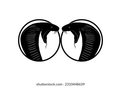 King Cobra Double Head Silhouette auf dem Circle für Logo-Typ. Vektorgrafik