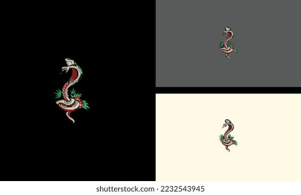 king cobra and green leaf vector illustration mascot design