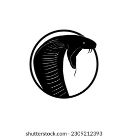 King Cobra Silhouette auf dem Kreis für Logo-Typ. Vektorgrafik