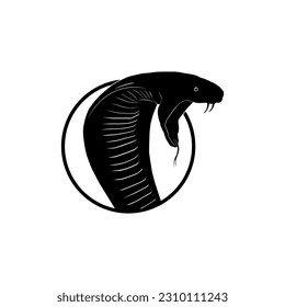 King Cobra Silhouette auf dem Kreis für Logo-Typ. Vektorgrafik