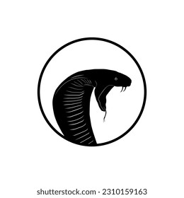 King Cobra Silhouette auf dem Kreis für Logo-Typ. Vektorgrafik