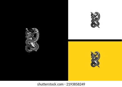 king cobra and knife vector black and white