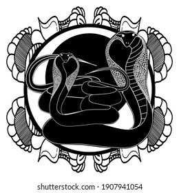 king cobra logo design. snake sketch isolated on white background