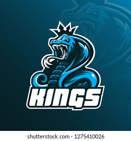 king cobra mascot logo design vector with modern illustration concept style for badge, emblem and tshirt printing. angry cobra illustration.